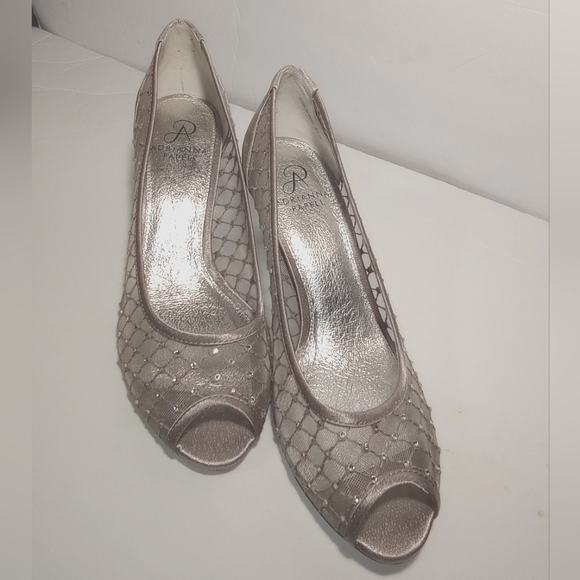 Adrianna Papell Jamie Evening Pumps Silver Rhinestone Women's Shoes Size 8.5 - Picture 7 of 14